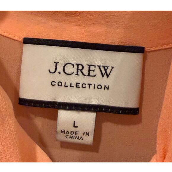 J.CREW Tie-Neck Silk Chiffon Peach Blouse - Picture 3 of 6